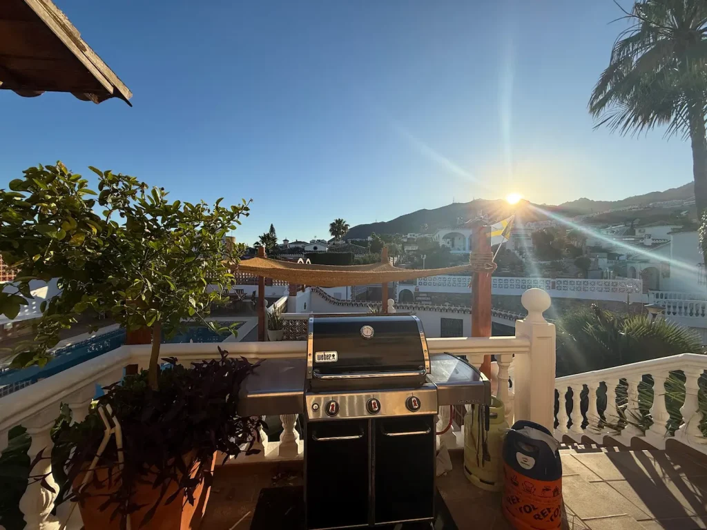 BBQ area with mountain views